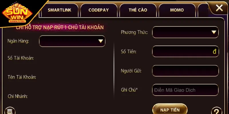 Nạp tiền đơn giản qua chuyển khoản